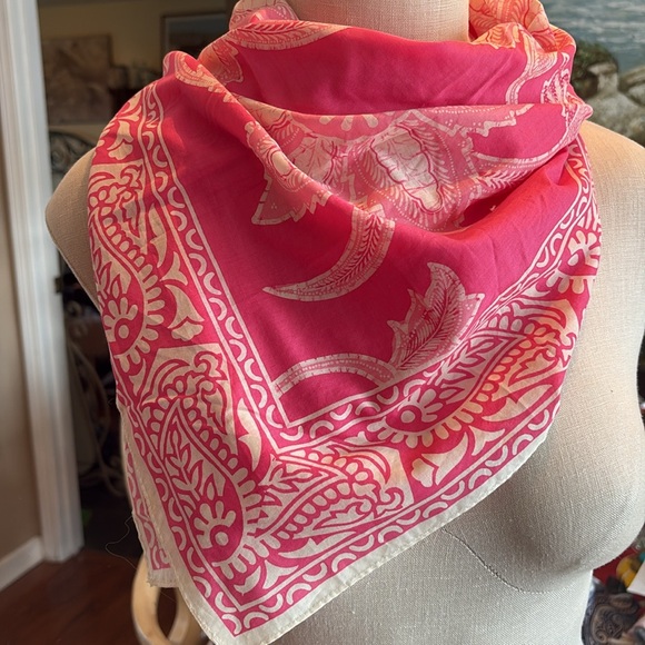 Accessories - Polo Ralph Lauren Pink and White floral paisley cotton scarf